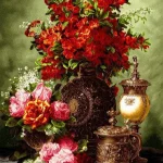 نخ و نقشه تابلو فرش دستبافت گل طرح یادبود