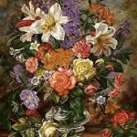 نخ و نقشه تابلو فرش دستبافت طرح گل‌های تنهایی