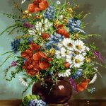 نخ و نقشه تابلوفرش طرح گل و گلدان