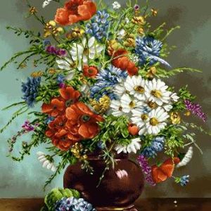 نخ و نقشه تابلوفرش طرح گل و گلدان