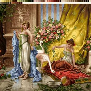 نخ و نقشه تابلوفرش طرح فلامینگو باز