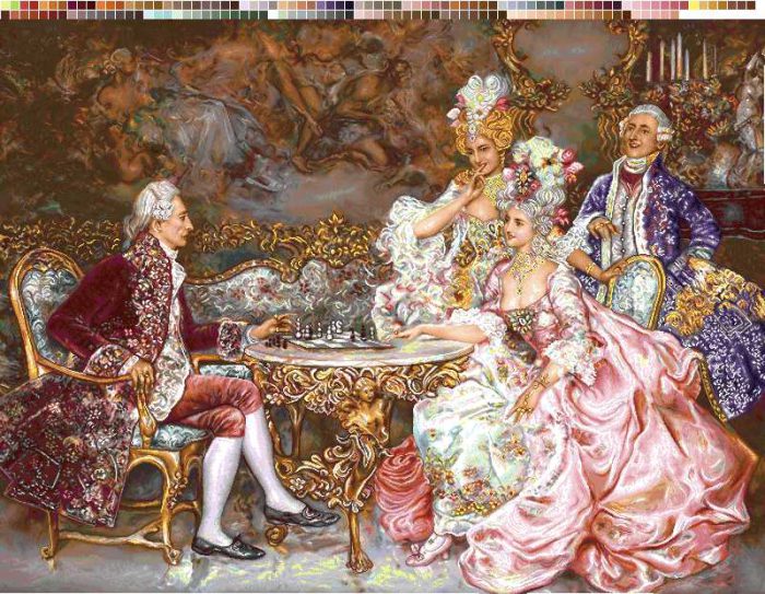 نخ و نقشه تابلوفرش طرح بازی شطرنج سلطنتی