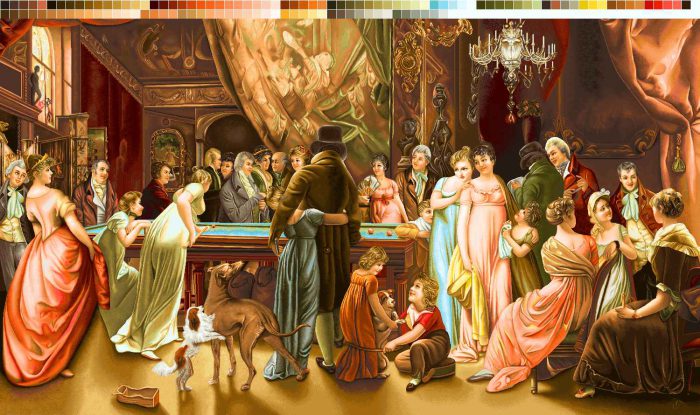 نخ و نقشه تابلوفرش طرح بازی بیلیارد