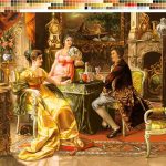 نخ و نقشه تابلوفرش طرح مهمانی شاهزاده