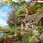 نخ و نقشه تابلوفرش طرح کلبه بهاری