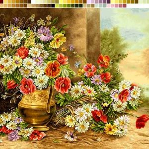 نخ و نقشه تابلوفرش طرح گل های باغ