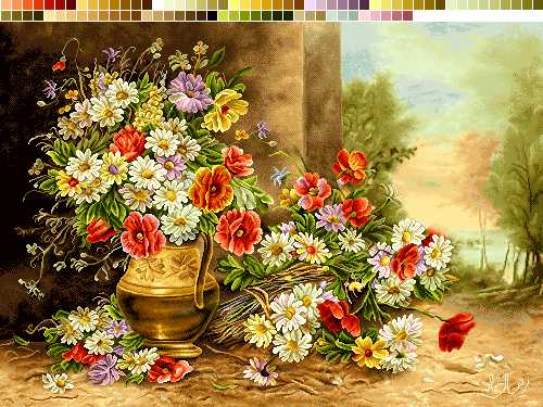 prod5166-1 نخ و نقشه تابلوفرش طرح گل های باغ