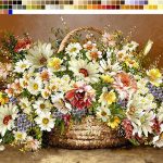 نخ و نقشه تابلوفرش طرح گلدان و سبد حصیری