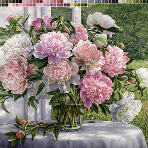 نخ و نقشه تابلوفرش طرح گل های تنگ بلور