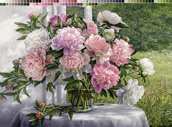 prod6761 نخ و نقشه تابلوفرش طرح گل های تنگ بلور