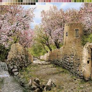 نخ و نقشه تابلوفرش طرح شکوفه های کوچه باغ2