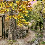 نخ و نقشه تابلوفرش طرح پیچ و خم کوچه باغ2