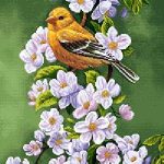 نخ و نقشه تابلوفرش طرح دو قناری زرد