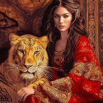 نخ و نقشه تابلوفرش طرح همراه ببر