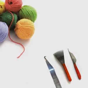 پک ابزار بافت تابلو فرش | شامل دفه، قلاب و شیش (۳ عددی)