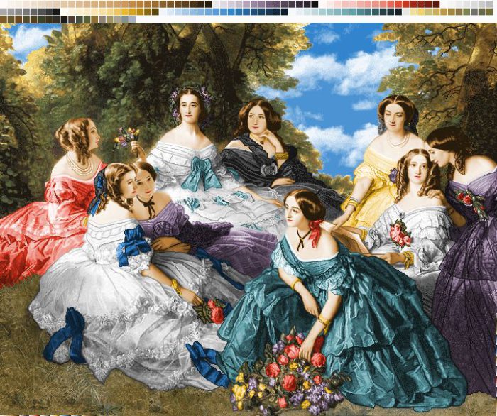 نخ و نقشه تابلوفرش طرح ملکه و ندیمه ها