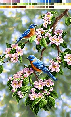 نخ و نقشه تابلوفرش طرح گل و مرغ