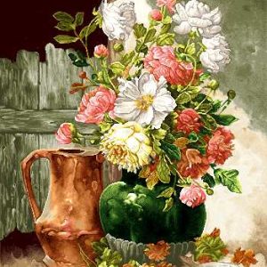 نخ و نقشه تابلوفرش طرح گلدان سبز