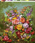 نخ و نقشه تابلوفرش طرح باغ و گلدان