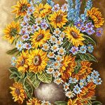 نخ و نقشه تابلوفرش طرح گل های آفتابگردان