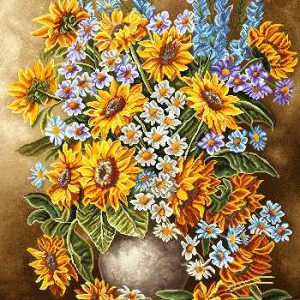 نخ و نقشه تابلوفرش طرح گل های آفتابگردان