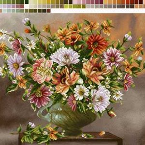 نخ و نقشه تابلوفرش طرح گلدان دسته دار