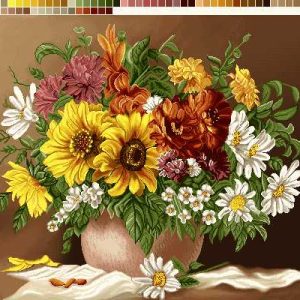 نخ و نقشه تابلوفرش طرح گلدان سفالی