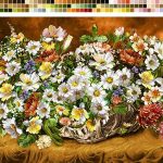 نخ و نقشه تابلوفرش طرح گل های رنگارنگ