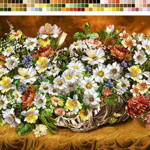 نخ و نقشه تابلوفرش طرح گل های رنگارنگ
