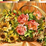 نخ و نقشه تابلوفرش طرح رز و آفتابگردان