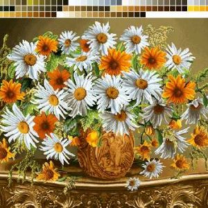 نخ و نقشه تابلوفرش طرح گلدان رو میزی