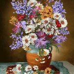 نخ و نقشه تابلوفرش طرح گل و گلدان 4864