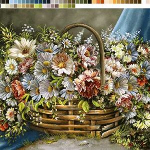 نخ و نقشه تابلوفرش طرح سبد گل شکسته