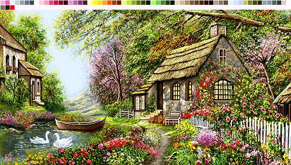 prod5156-1 نخ و نقشه تابلوفرش طرح کلبه رویایی