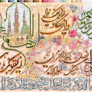 نخ و نقشه تابلوفرش طرح ان یکاد نستعلیق