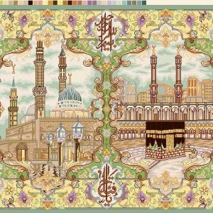 نخ و نقشه تابلوفرش طرح ان یکاد مکه و مدینه تزیینی