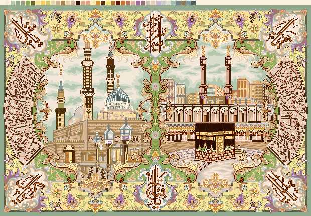 prod5463-1 نخ و نقشه تابلوفرش طرح ان یکاد مکه و مدینه تزیینی