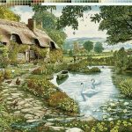 نخ و نقشه تابلوفرش طرح کلبه و رودخانه بزرگ