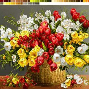 نخ و نقشه تابلوفرش طرح لاله ها