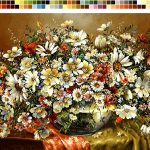 نخ و نقشه تابلوفرش طرح گل های فراوان