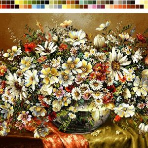 نخ و نقشه تابلوفرش طرح گل های فراوان