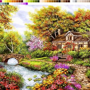 نخ و نقشه تابلوفرش طرح بهار در جنگل