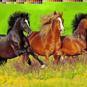 نخ و نقشه تابلوفرش طرح سه اسب وحشی