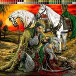 نخ و نقشه تابلوفرش طرح سقای کربلا و حسین ابن علی