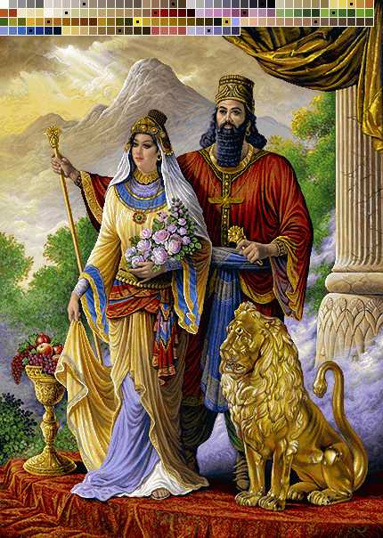 نخ و نقشه تابلوفرش طرح ازدواج کوروش