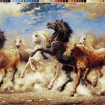 نخ و نقشه تابلوفرش طرح اسب های خشمگین
