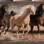 نخ و نقشه تابلوفرش طرح سه اسب عرب