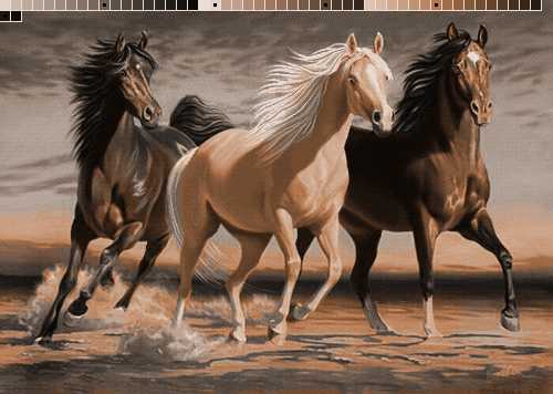 prod7081 نخ و نقشه تابلوفرش طرح سه اسب عرب