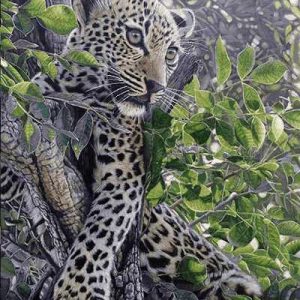 نخ و نقشه تابلوفرش طرح پلنگ لمیده