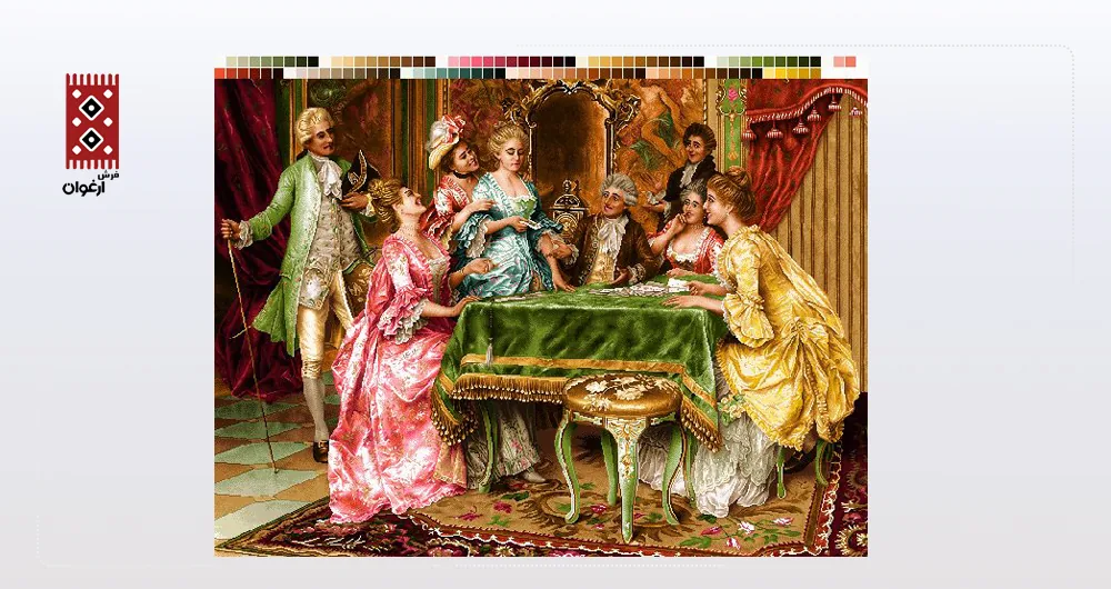 نخ و نقشه تابلو فرش طرح پاستور باز